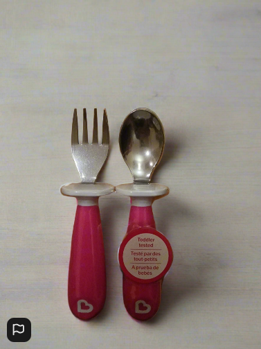 Munchkin Raise Toddler Fork and Spoon Set  12+ Months BPA Free Pink