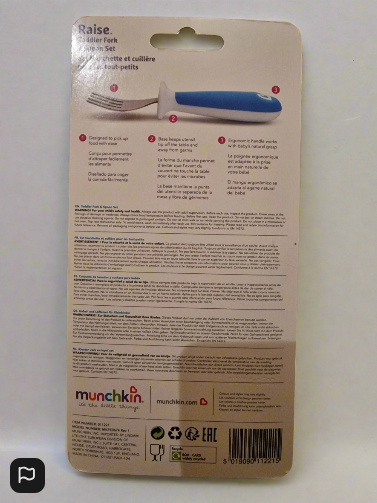 Munchkin Raise Toddler Fork and Spoon Set  12+ Months BPA Free Pink