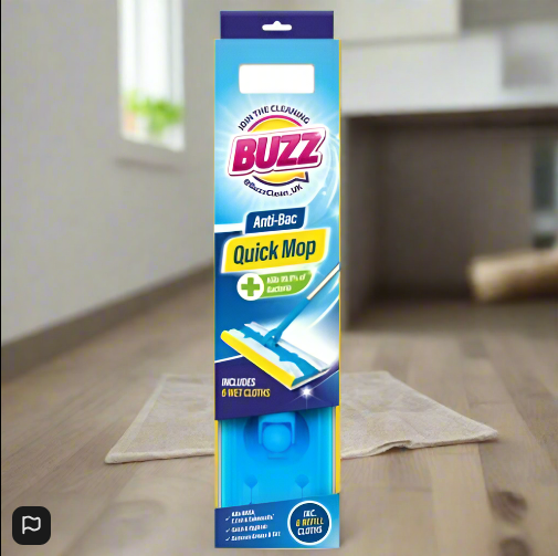 Buzz Anti-Bac Quick Mop Starter Set | Includes 6 Floor Wipes