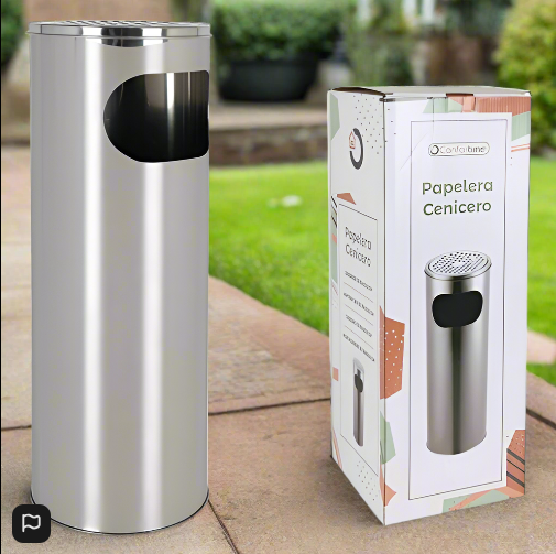 Waste Paper Bin with Ashtray Confortime Metal 20 x 59 cm