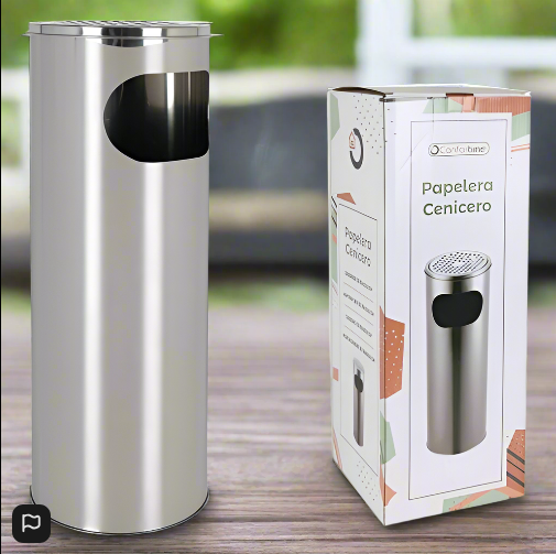 Waste Paper Bin with Ashtray Confortime Metal 20 x 59 cm