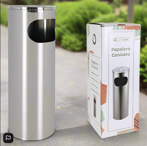 Waste Paper Bin with Ashtray Confortime Metal 20 x 59 cm