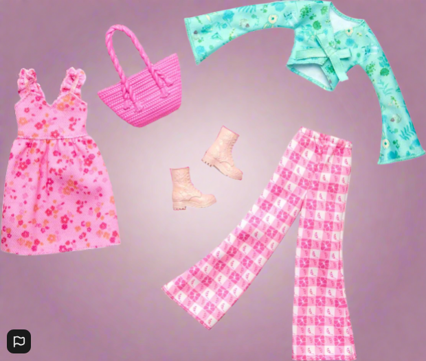 Barbie Fashion Outfits Pack 1  Dress 1 Top 1 Trousers 1 Bag 1 Pair Of Boots