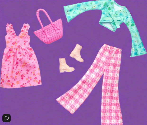 Barbie Fashion Outfits Pack 1  Dress 1 Top 1 Trousers 1 Bag 1 Pair Of Boots