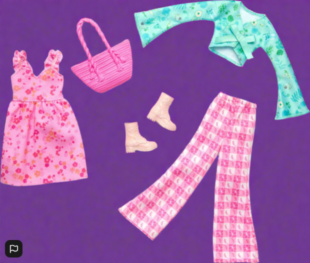Barbie Fashion Outfits Pack 1  Dress 1 Top 1 Trousers 1 Bag 1 Pair Of Boots