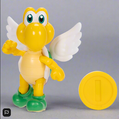 Super Mario Action Figure Green Para Koopa Troopa with Coin 10cm