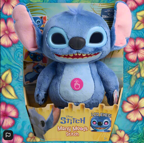Disney Stitch Many Moods Stitch 35cm Interactive Plush Soft Toy with 50 Sounds and Reactions