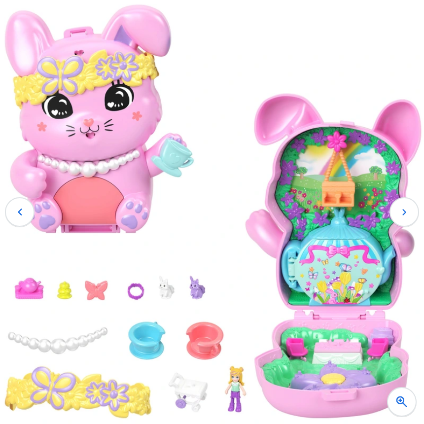 Polly Pocket Compact Bundle Set Bunny Tea Party & Cosy Dreamland Playset Dolls Gift