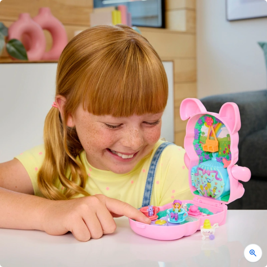 Polly Pocket Compact Bundle Set Bunny Tea Party & Cosy Dreamland Playset Dolls Gift