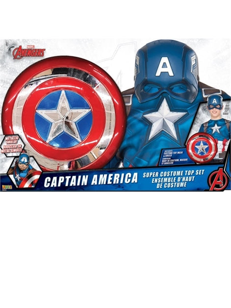 Marvel Captain America Medium Costume Top Set with Shield and Mask