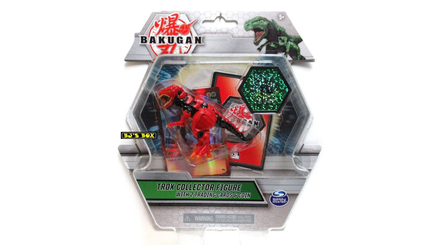 Bakugan Trox (Red) Collector Action Figure With 2 Trading Cards and Coin