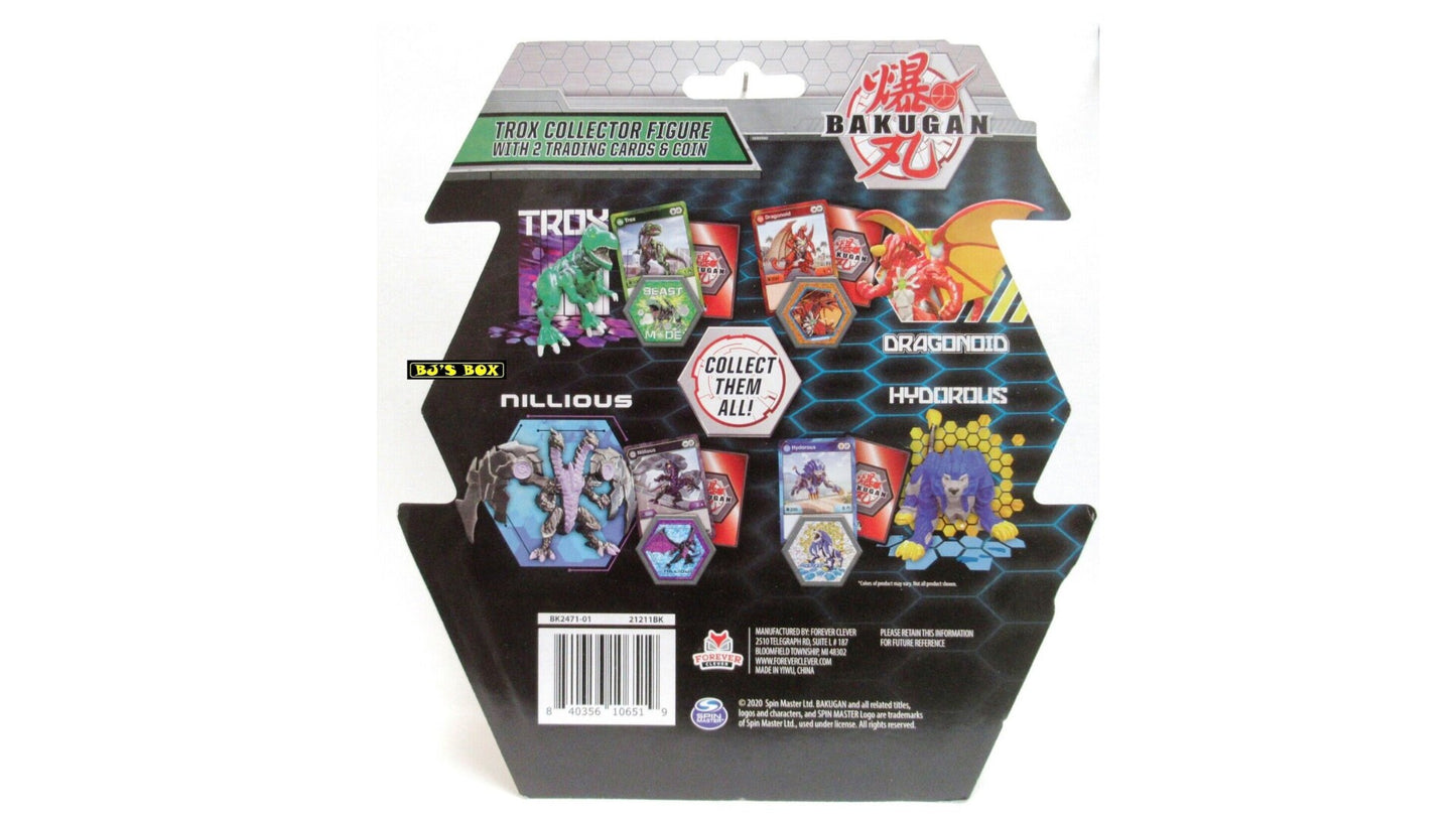 Bakugan Trox (Red) Collector Action Figure With 2 Trading Cards and Coin