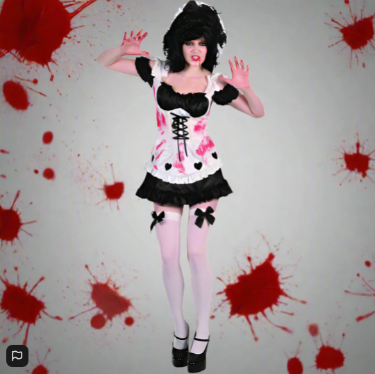 SPOOKTACULAR Bloody Maid Costume Small/Medium Dress And Headband