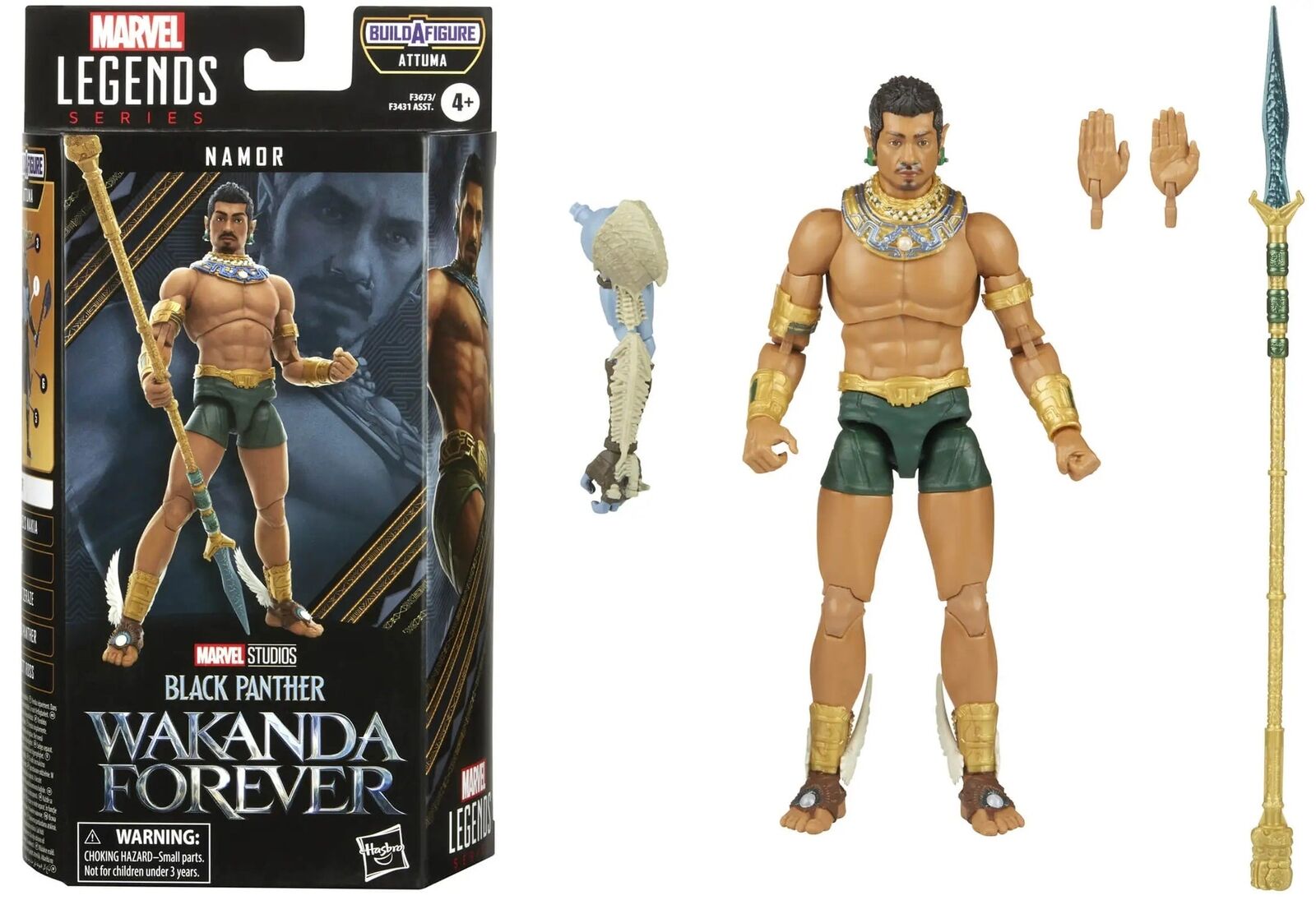 Action Figure Marvel Legends Sub-Mariner 15 Cm | Serie Black Panther | Design Fumetti | 4 Accessori + Parti Build-A-Figure | Regalo Collezionisti