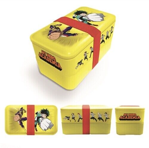 My Hero Academia Bento Lunch Box Containing  Reusable Spoon Chopsticks Upper and Lower Dividers