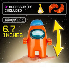 Load image into Gallery viewer, Among Us Series 2 Action Figure Orange Crewmate Includes 2 Hats Hands And Acc