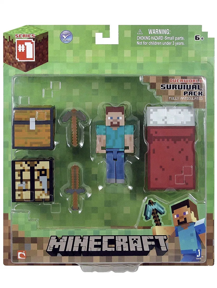 Minecraft Overworld Core Player Survival Pack Steve Action Figure