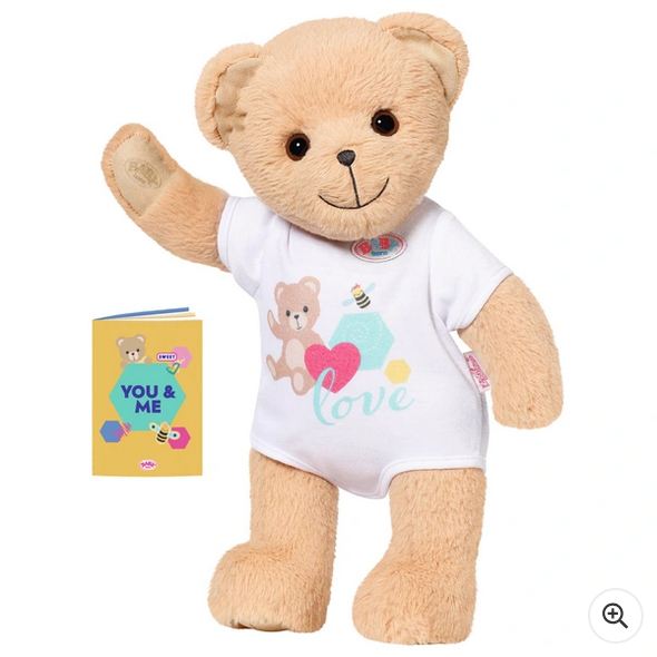 Baby Born Teddy Bear Plush With White Tshirt