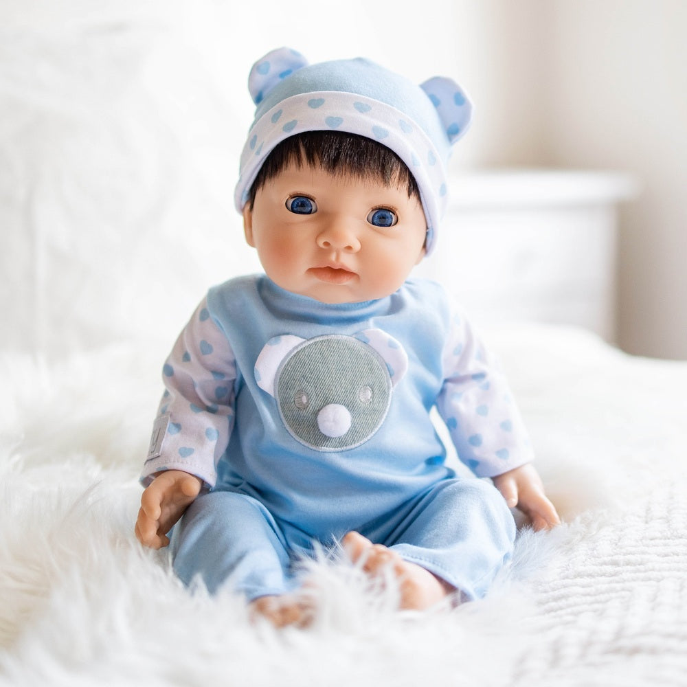 Tiny Treasures Baby Doll in Blue Bear Outfit 44cm