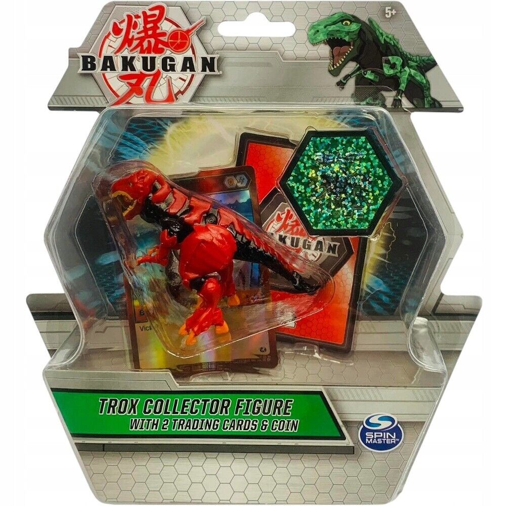 Bakugan Trox (Red) Collector Action Figure With 2 Trading Cards and Coin