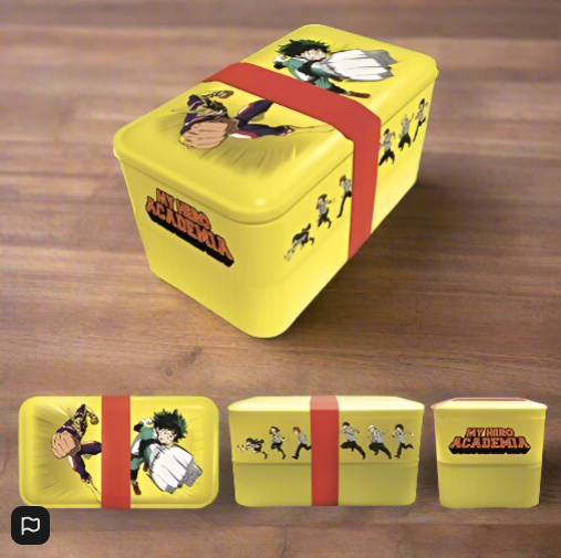 My Hero Academia Bento Lunch Box Containing  Reusable Spoon Chopsticks Upper and Lower Dividers