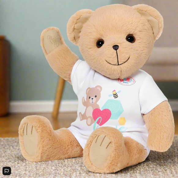 Baby Born Teddy Bear Plush With White Tshirt