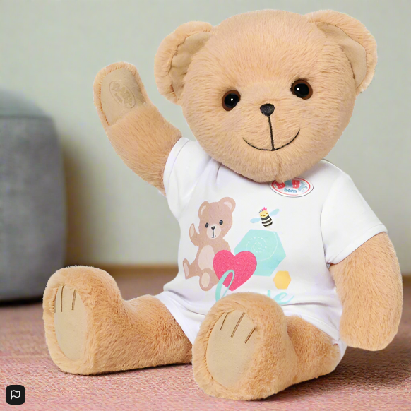 Baby Born Teddy Bear Plush With White Tshirt