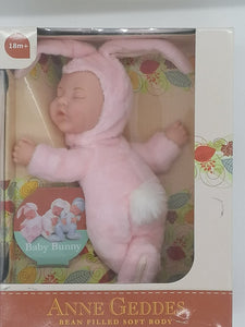 Anne Geddes 9 inch Baby Pink Bunny Doll - Bean Filled Soft Body Collection