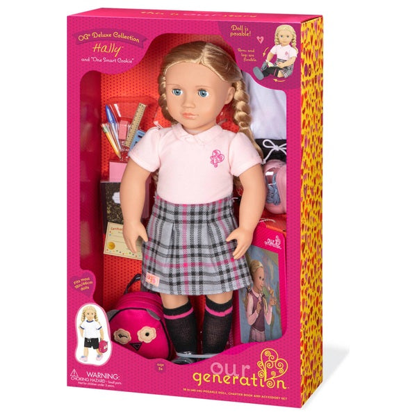 Our Generation Deluxe Poseable School Doll & Book Hally