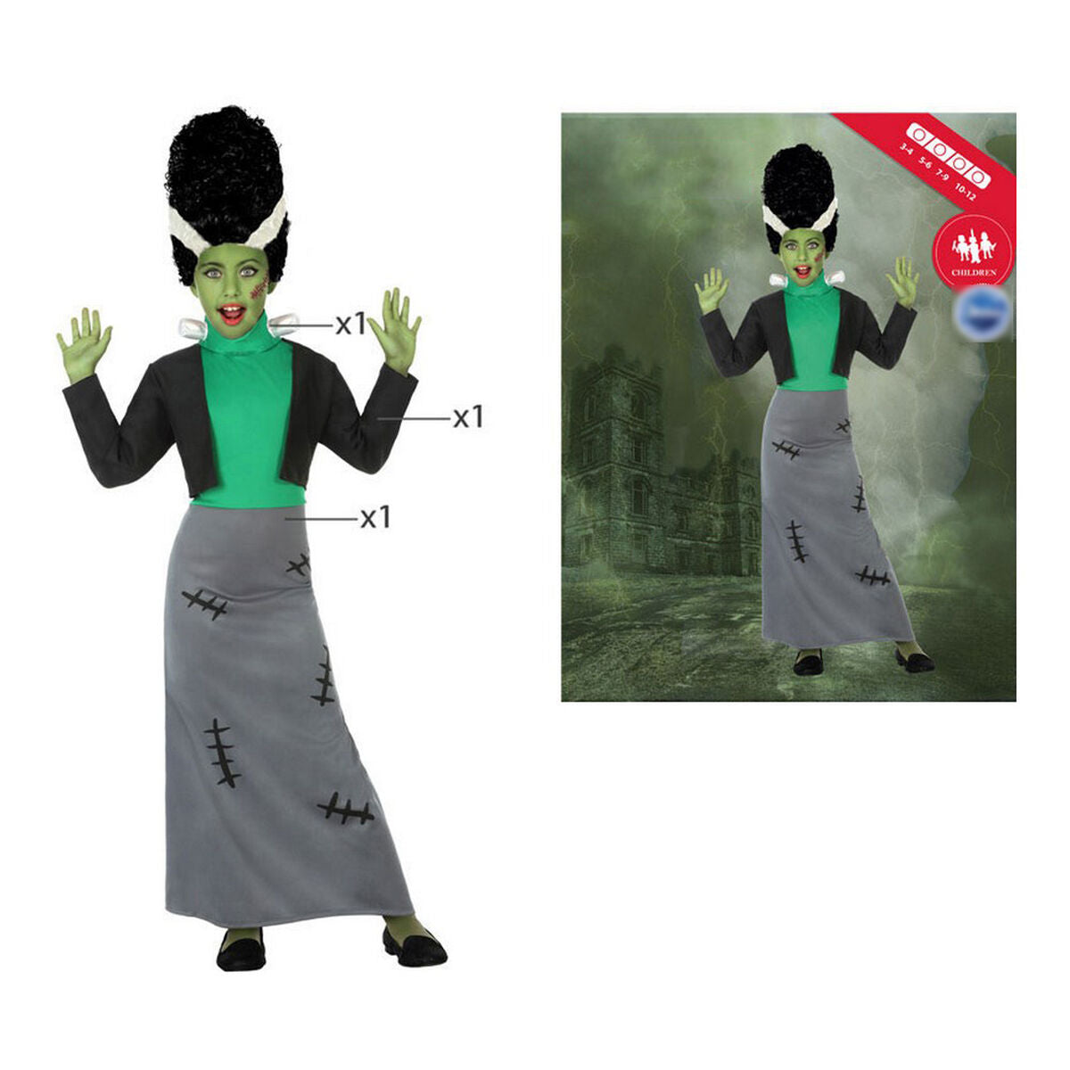 Costume for Children Multicolour (3 Pieces) Monster Lady