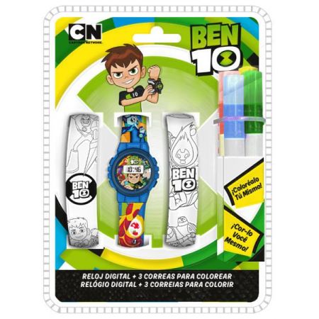 Ben 10 Digital Watch + 2 Straps For Colouring Including 4 Pens