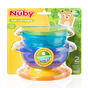 Nuby Stackable Suction Bowls 2Pk