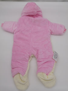 Cosy Fluffy Pink Bear  Baby Suit With Hood 6 Months
