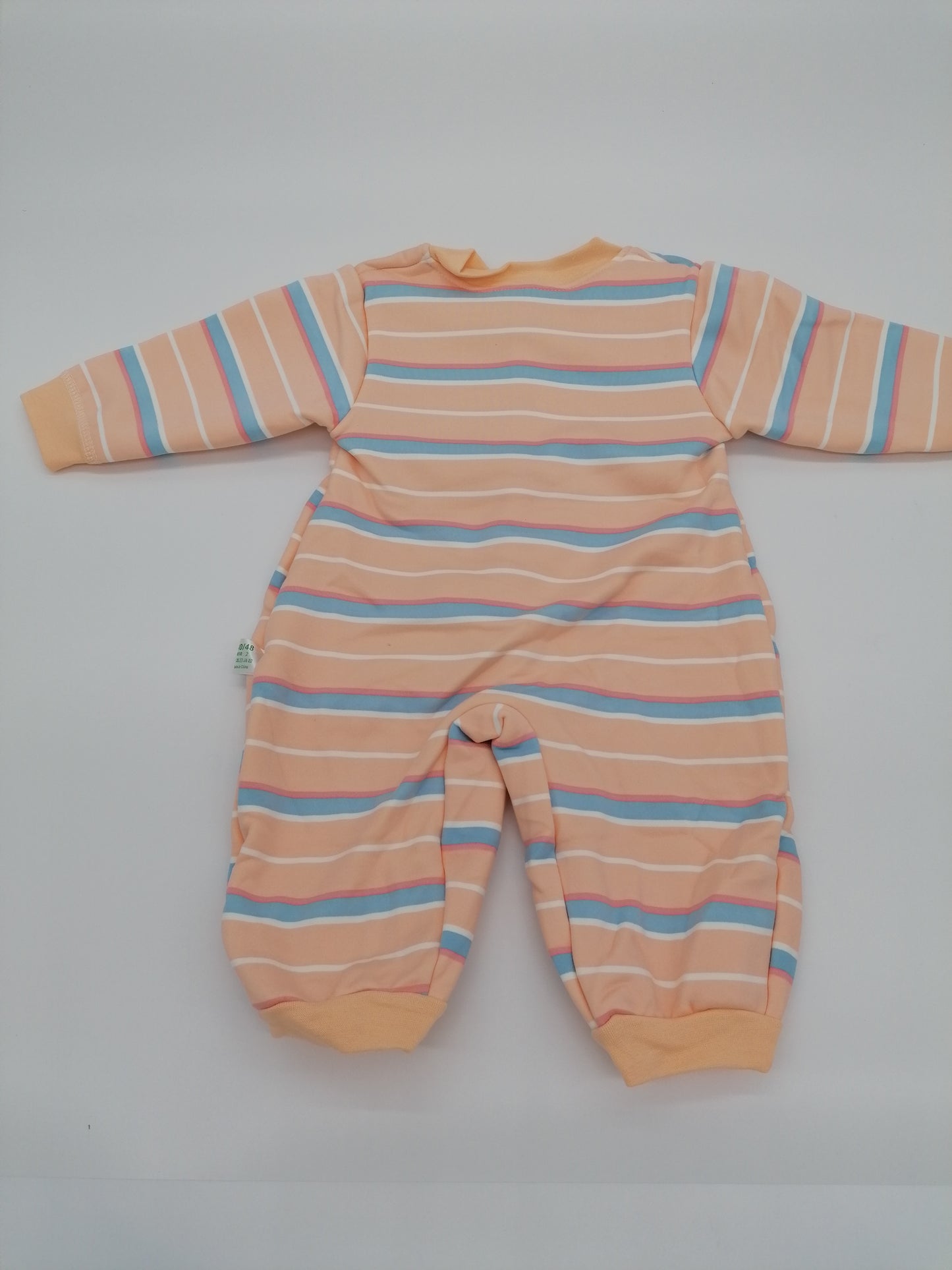 Girls Rabbit And Bear Romper Suit Peach Stripes 80/48