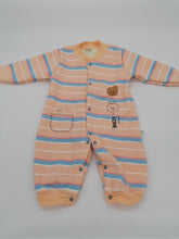 Load image into Gallery viewer, Girls Rabbit And Bear Romper Suit Peach Stripes 73/48