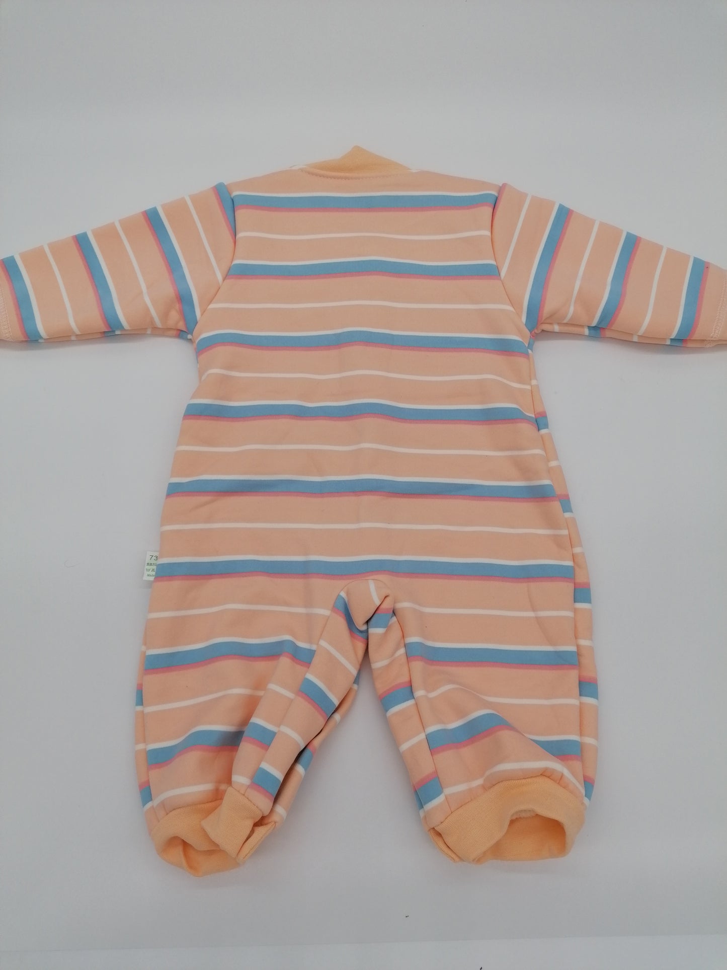 Girls Rabbit And Bear Romper Suit Peach Stripes 73/48