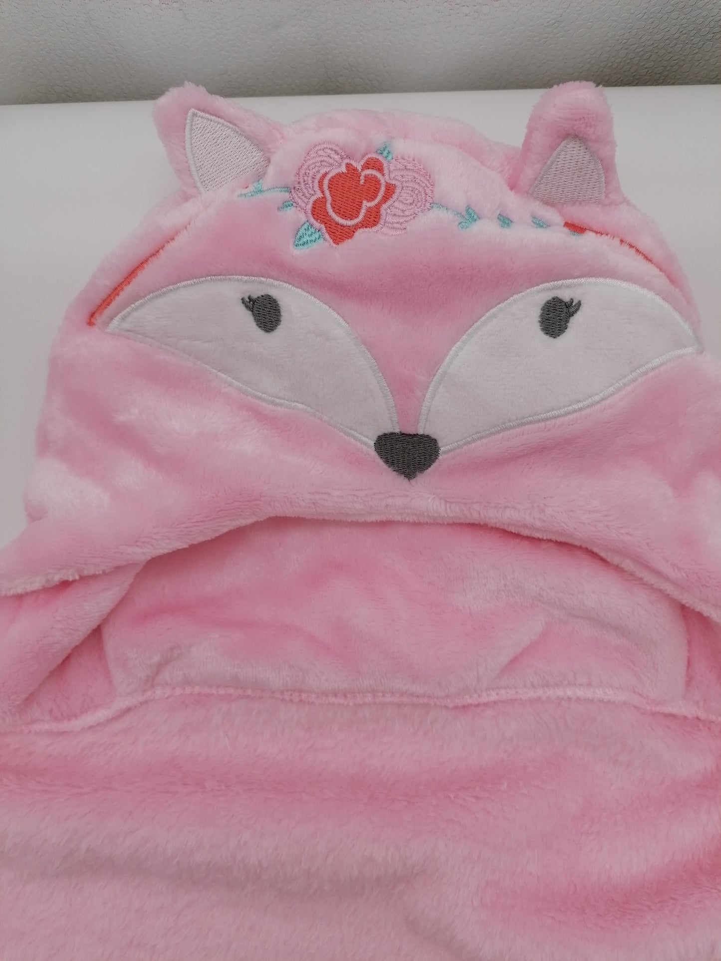 Soft And Fluffy Pink Fox Baby Blanket With Hood One Size