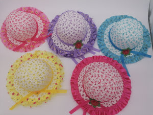 Girls Sun Hats With Ribbon And Flower