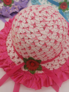 Girls Sun Hats With Ribbon And Flower