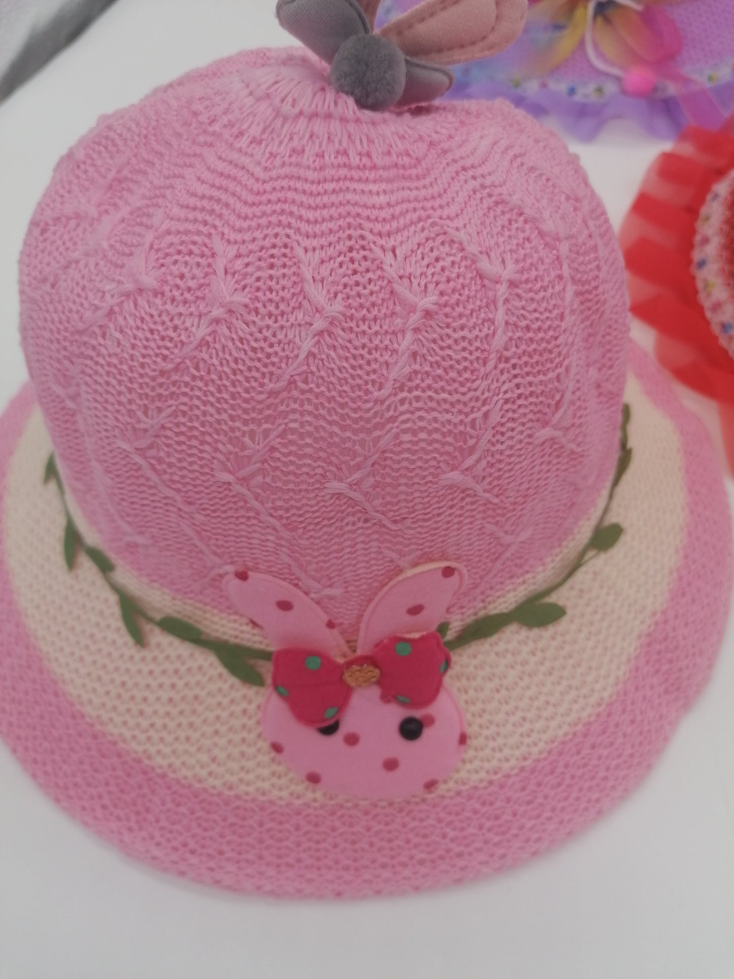 Girls Sun Hats With Animal Motif And Ribbon