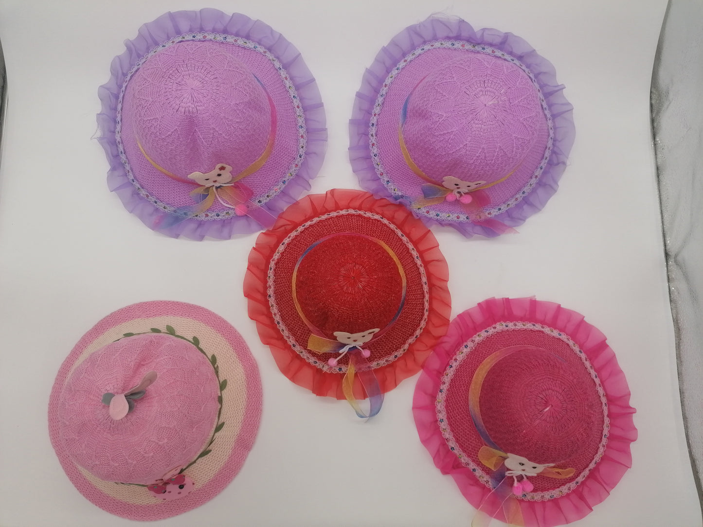 Girls Sun Hats With Animal Motif And Ribbon