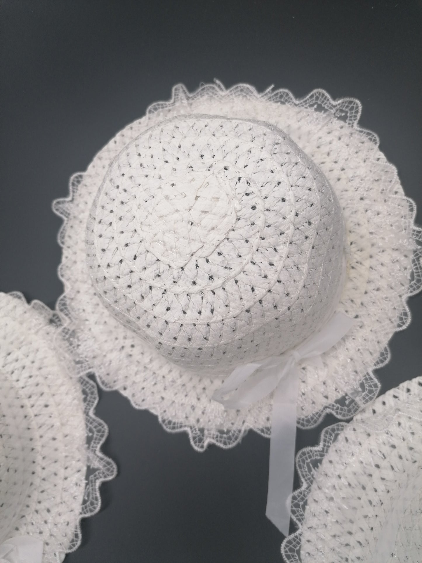 Girls White Sun Hats With Ribbon