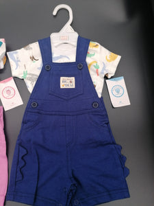 Stylish Baby Tshirt And Dungaree Set Blue Or Pink Sizes 6 Months-2 Years
