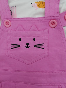 Stylish Baby Tshirt And Dungaree Set Blue Or Pink Sizes 6 Months-2 Years