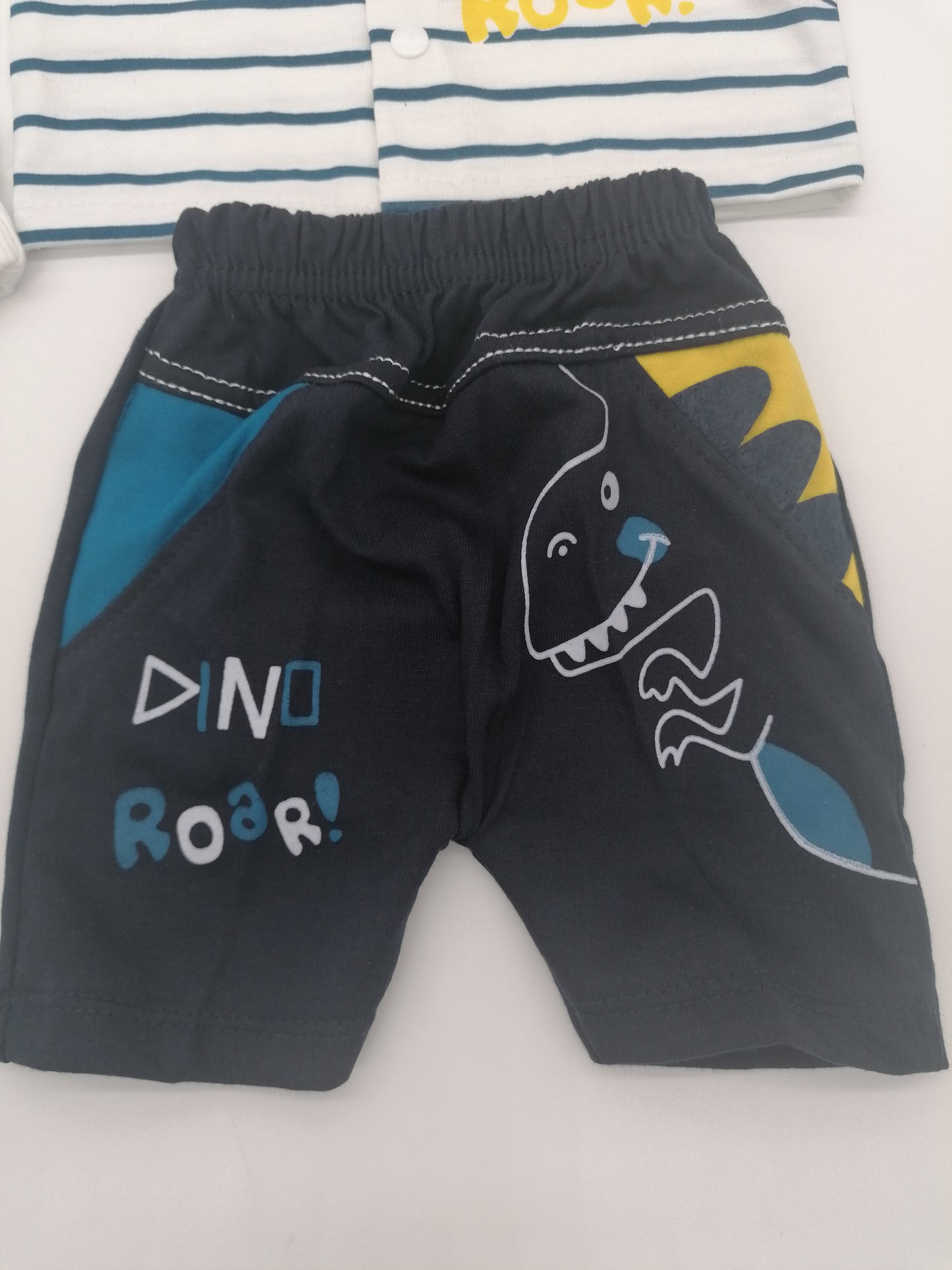 Baby Dino Roar Tshirt And Short Trousers With Hat 0-3 Months