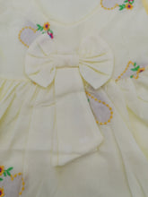 Load image into Gallery viewer, Pretty Baby Girls Yellow Embroidered Cotton Dress With Pants  Length 14 Inches(36cm)