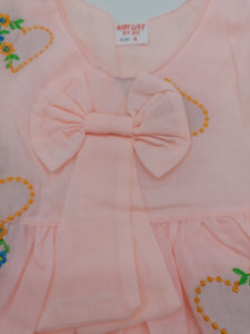 Pretty Baby Girls Embroidered Cotton Dress With Pants Length 16 Inches(41cm) 2 Colours