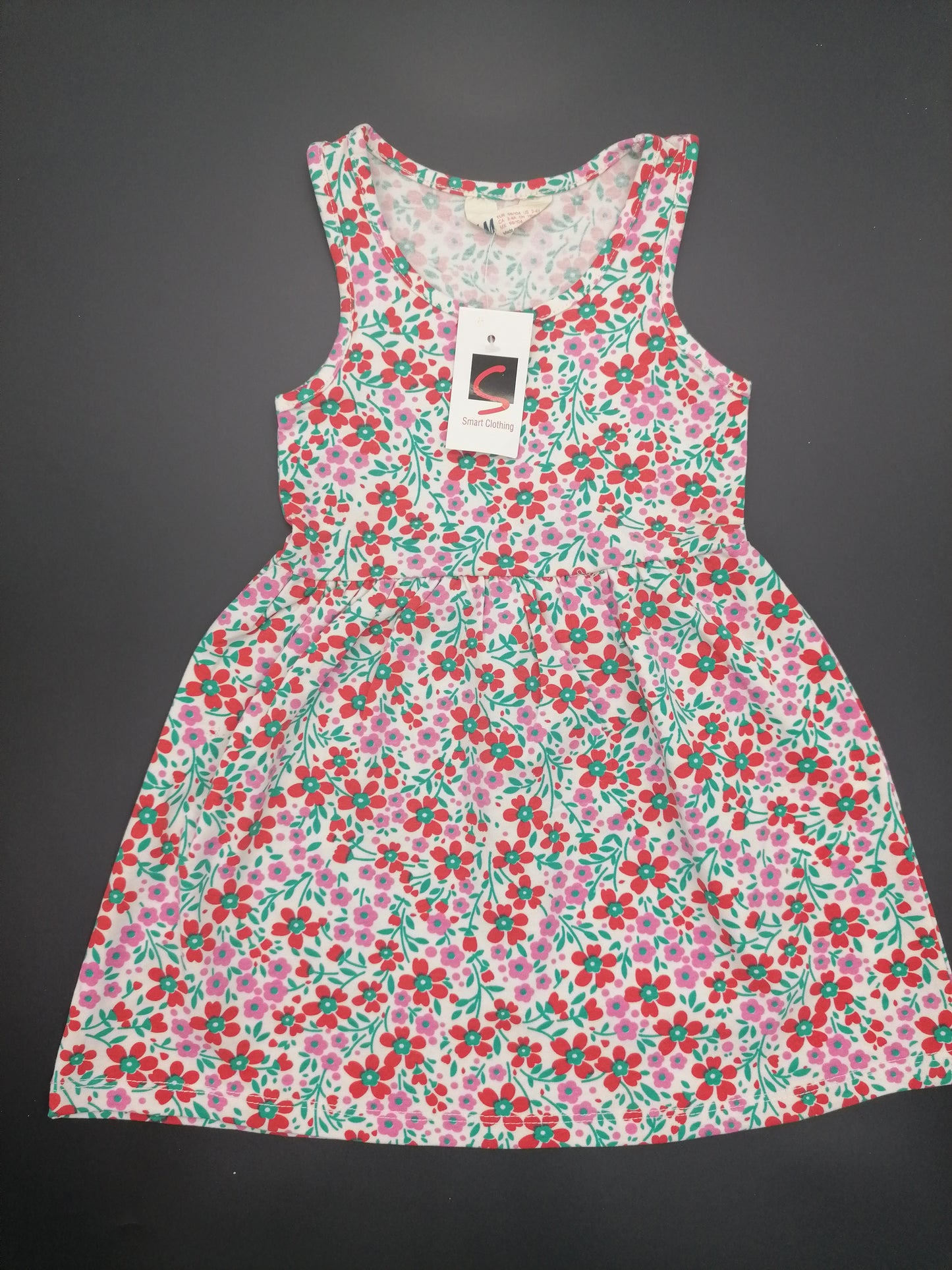 H&M Girls Red Flowery Sleeveless Dress