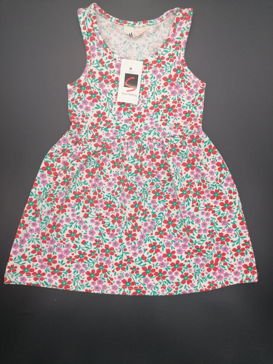 H&M Girls Red Flowery Sleeveless Dress