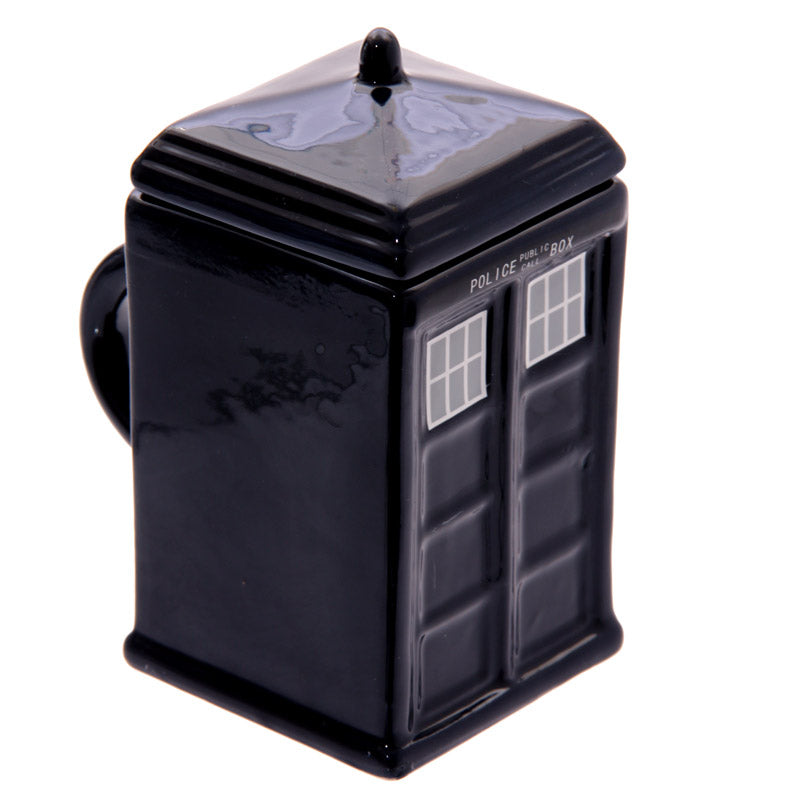 Novelty Ceramic Doctor Who Police Box Square Mug with Lid